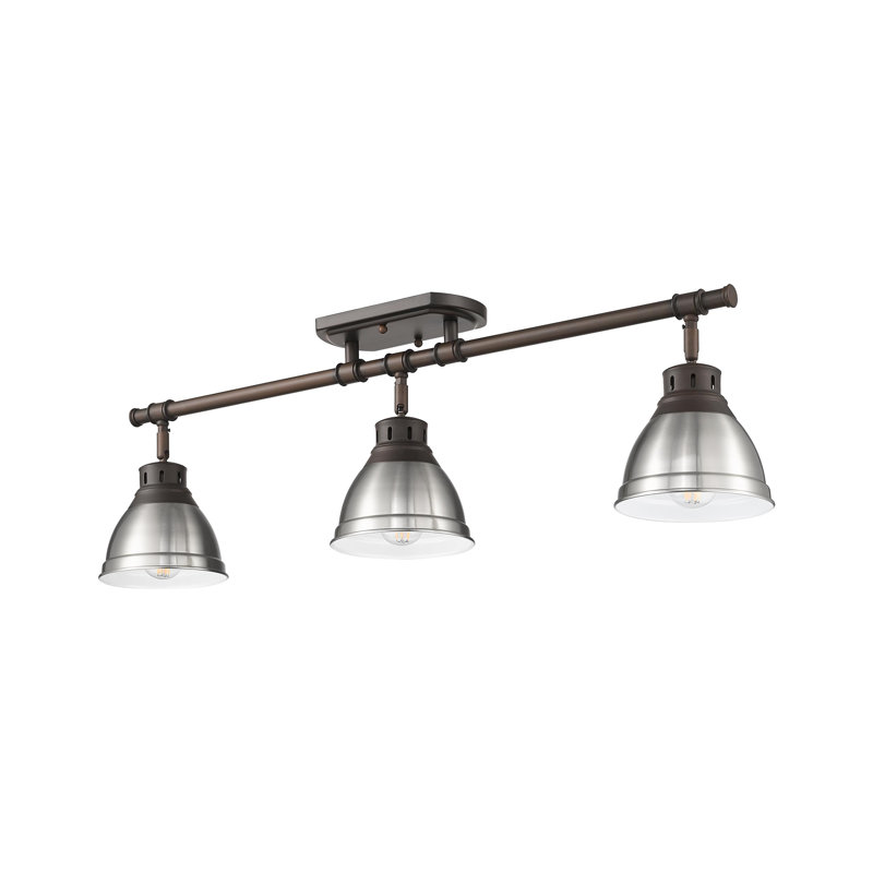 Bryannah 3-Light Semi-Flush - Track Light, Pewter, Rubbed Bronze