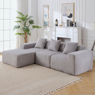 100.79" Upholstered L Shape Sofa With Convertible Chaise