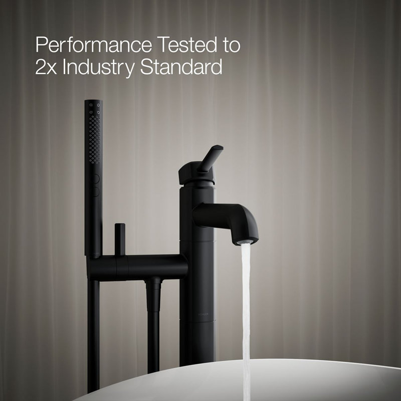 Occasion Floor-Mount Bath Filler Trim With Handshower, Matte Black