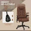 Fauteuil de bureau vibrant à 6 points avec massage chauffant, chaise de bureau de direction à haut dossier avec dossier inclinable, accoudoirs rembourrés et télécommande-334235