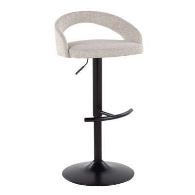 Grotto Upholstered Contemporary Adjustable Barstool in Chrome Metal and  Fabric with T Footrest By by Mercer41