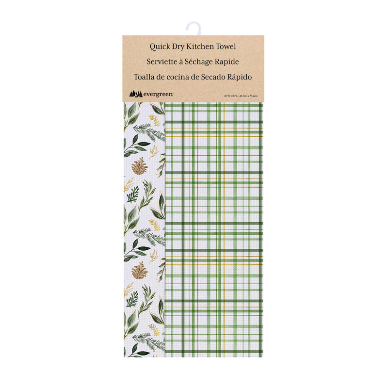 Serviette de cuisine épinette et pin double face à séchage rapide et tissage gaufré