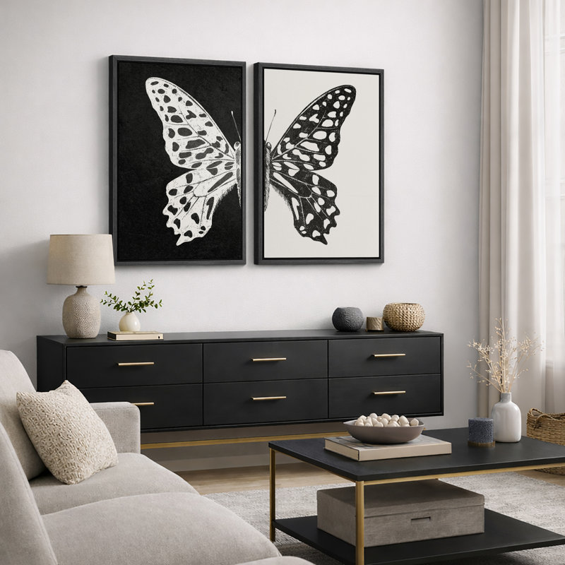 Art mural noir et blanc, images murales neutres modernes, impression sur toile encadrée 2 pièces, 16 x 24 x 2, 24 x 36 x 2