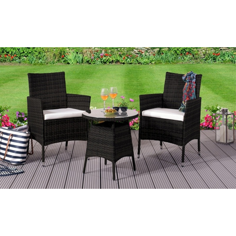 Gazit 2 Seater Bistro Set with Cushions, Black