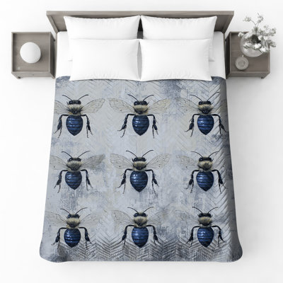 Blue Honey Bees Bedding Bees Bedspread Insects