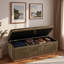 Banc moderne avec repose-pieds rembourré avec compartiment de rangement dissimulé, plateau rabattable et base en bois naturel-1635452050-1635452057