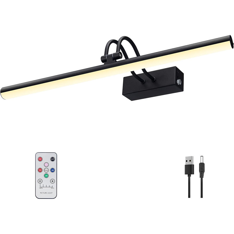 16 in. Wall Mount Picture Light with Remote Control, Black