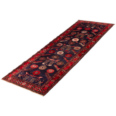 Tapis de couloir unique en laine bleu marine 3 pi 6 po x 9 pi 6 po Orev