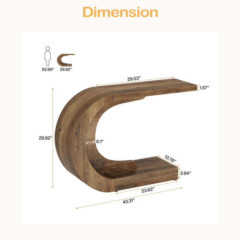 Table de couloir contemporaine, console moderne, table basse en forme de C