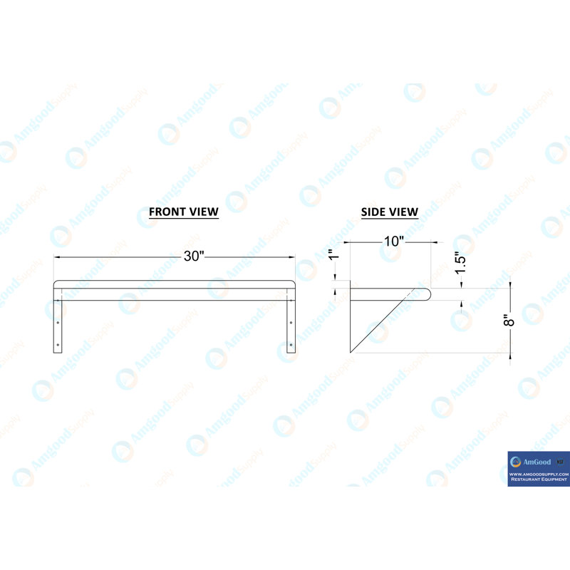 30" Stainless Steel Wall Shelf with Brackets for Kitchen and Garage