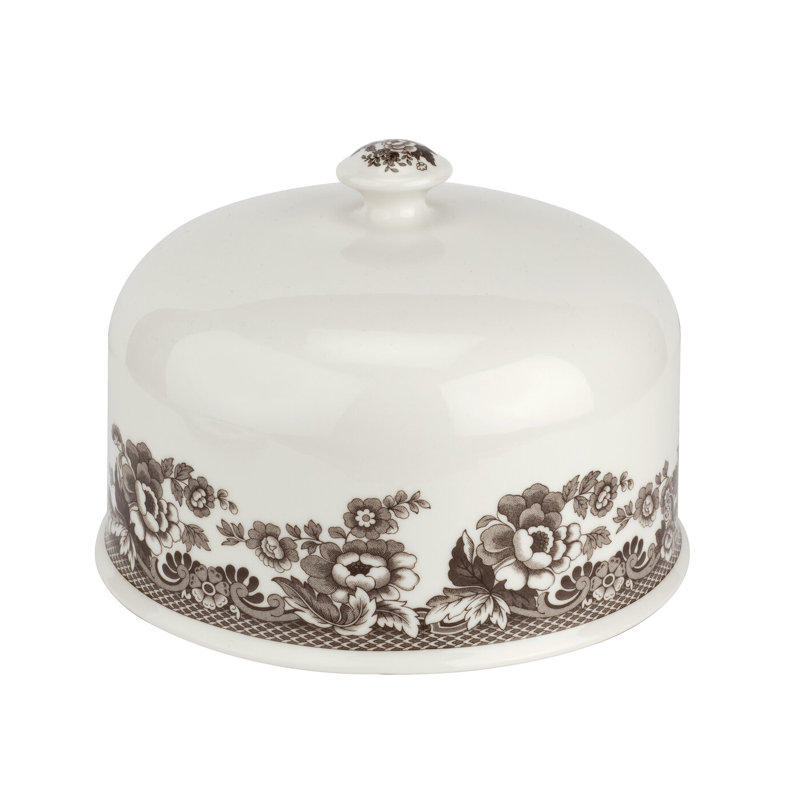 Round Ceramic Woodland Turkey Serving Platter with Dome