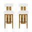 Ensemble de 2 tabourets d'intérieur revêtus de bois, finition noyer et revêtement blanc-564407195