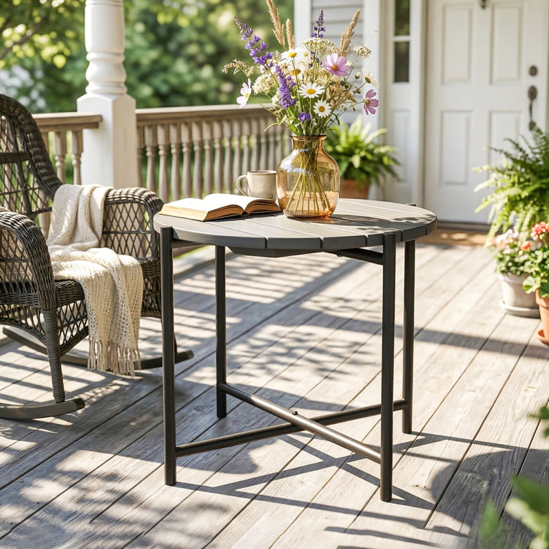 Round Metal Outdoor Side Table , 54cm W 54cm D