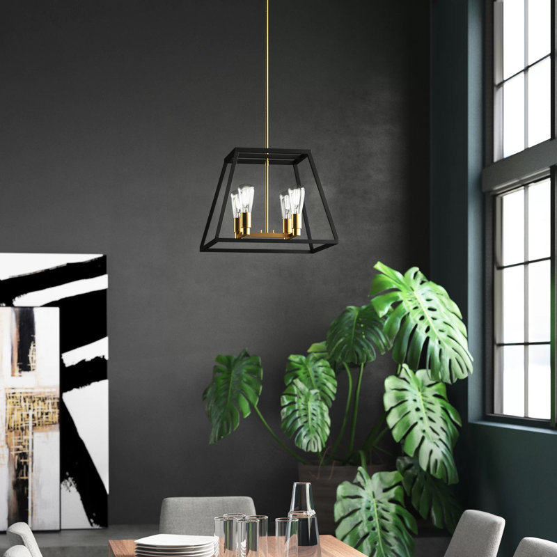 Lustre géométrique de style lanterne à 4 lumières Casale