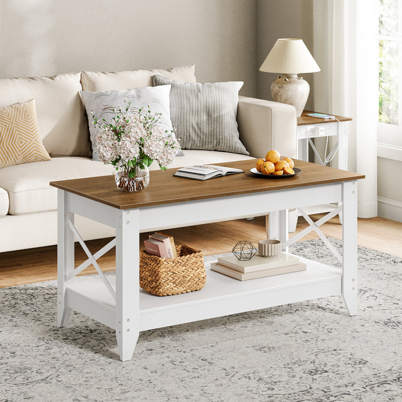 Table basse 39,4 po Armstrong, Noyer/blanc