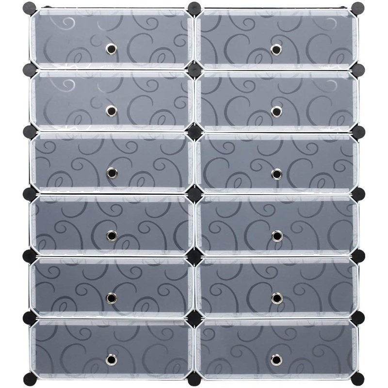 24 Pair Stackable Shoe Storage Box, Black
