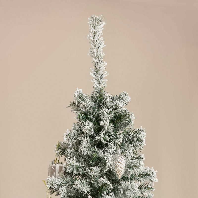 Arbre de Noël artificiel mince enneigé 7,5 pi avec branches réalistes et 738 pointes, 7.5'