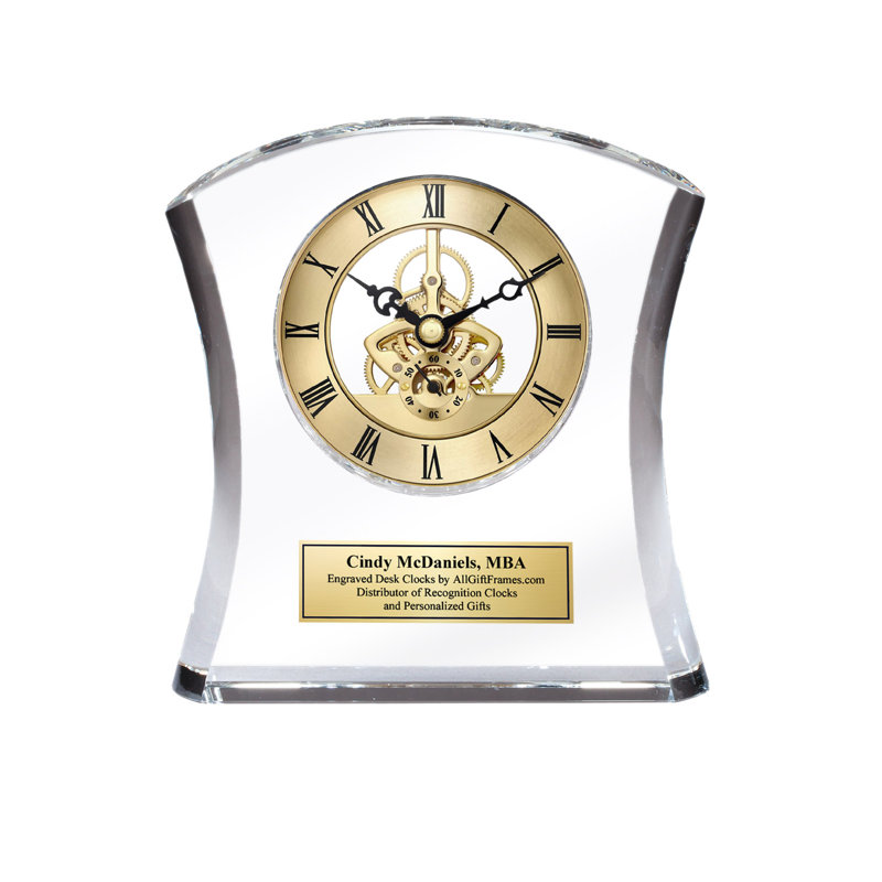 Horloge de table analogique à quartz en bois massif et or, Oui