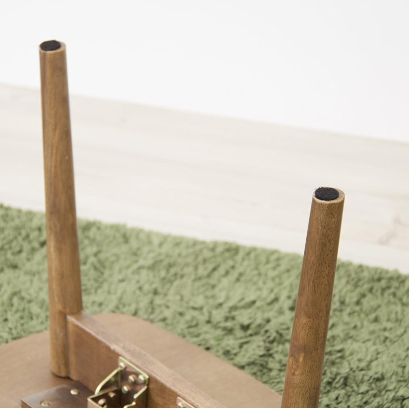 Table basse à pieds pliants avec plateau en placage de bois de noyer et pieds en bois d'hévéa - Conception compacte peu encombrante pour la maison et le salon