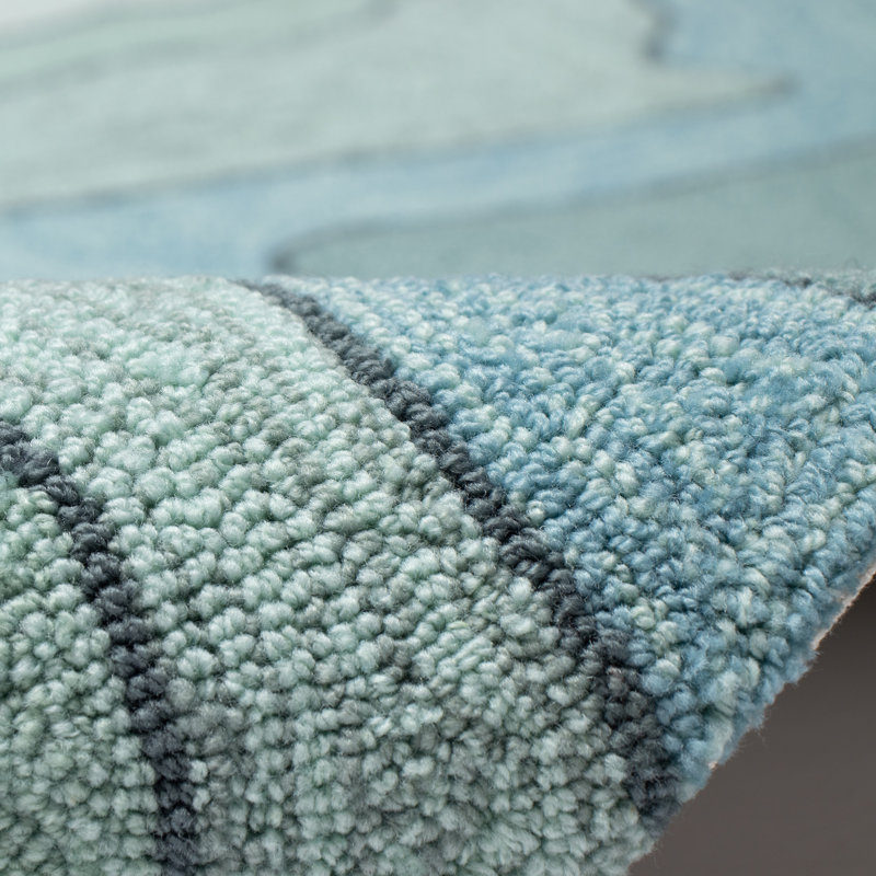 Tapis intérieur / extérieur bleu touffeté à la main Vandenbosch, Rectangle 5 pi x 7 pi 6 po