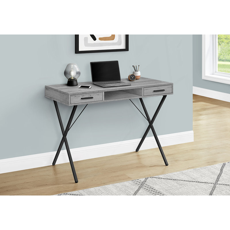 Bureau, bureau d'ordinateur avec tiroirs, Gris / noir, H 30,04 po x l 42,03 po x P 20,02 po