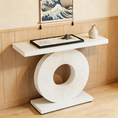 40-Inch Modern Bravantice with Sculptural Geometric Base and Reinforced Thick Top for Entryway, Hallway, or Behind Sofa Use.