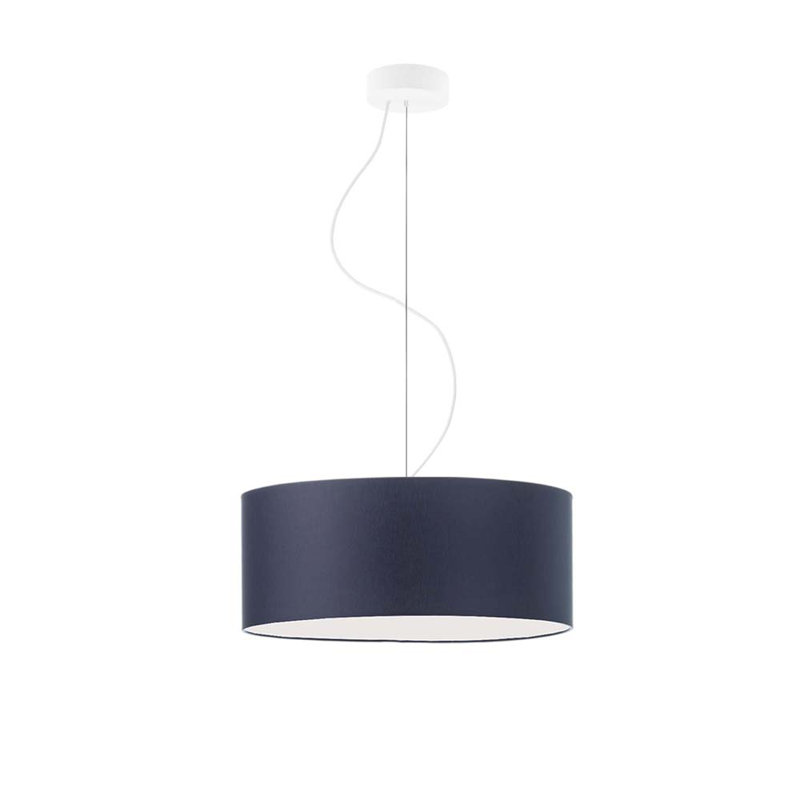 Aubryelle 3 - Light Drum Pendant, White, Navy Blue, 120cm H x 40cm W x 40cm D