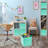 Sorbus 1" Foldable Fabric Storage Cube Bins with Handles in Teal