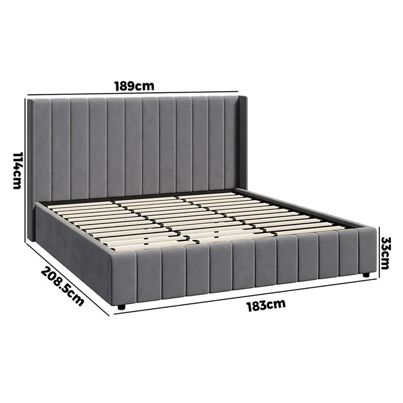 Ottoman Lift-Up Storage Bed, Upholstered Bed Frame with Headboard, Kingsize (5')