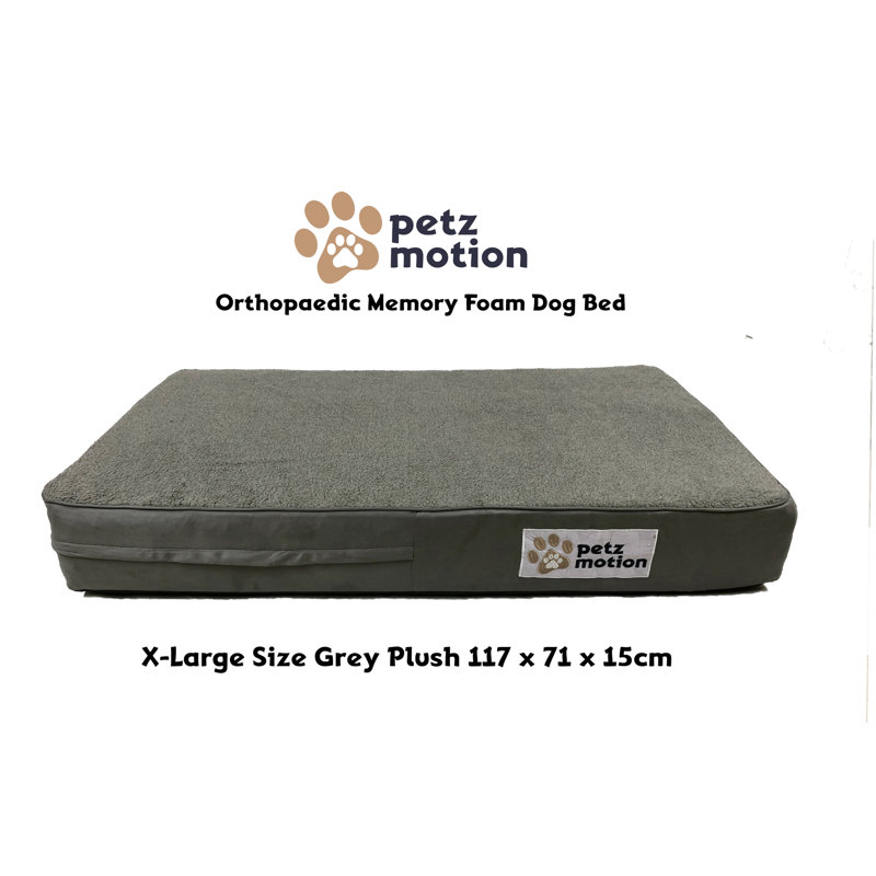 Orthopedic Polyester Pet Bed, Extra Large (15cm H x 117cm W x 71cm D), Grey