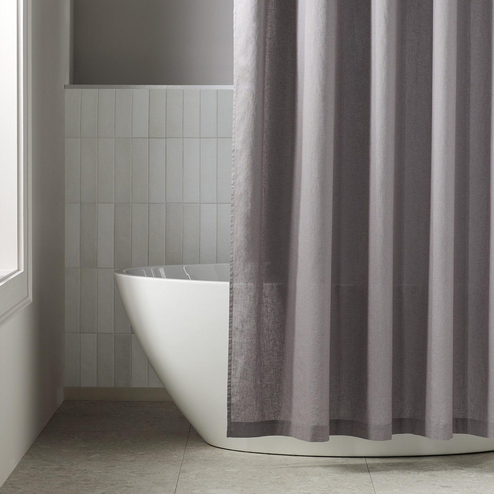 Jeffen Linen Blend Shower Curtain, Charcoal