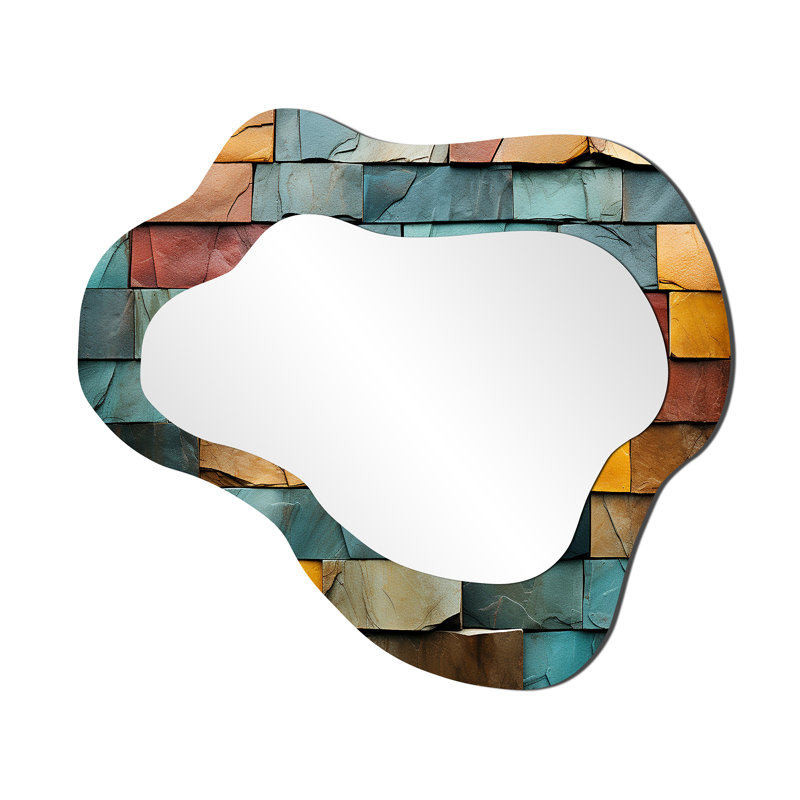 Boho terre élément pierres mosaïque II - miroir mural décoratif mosaïque bohème, 25 po x 28 po