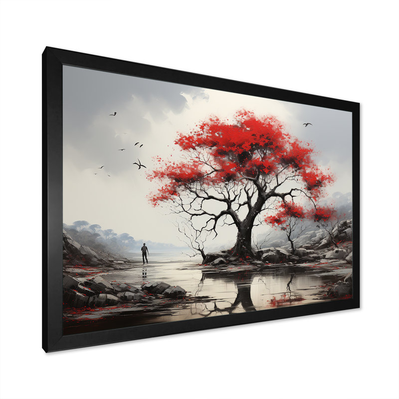 Paysage de baobab rouge I, Cadre photo noir, H 30 po x l 40 po x P 1,5 po