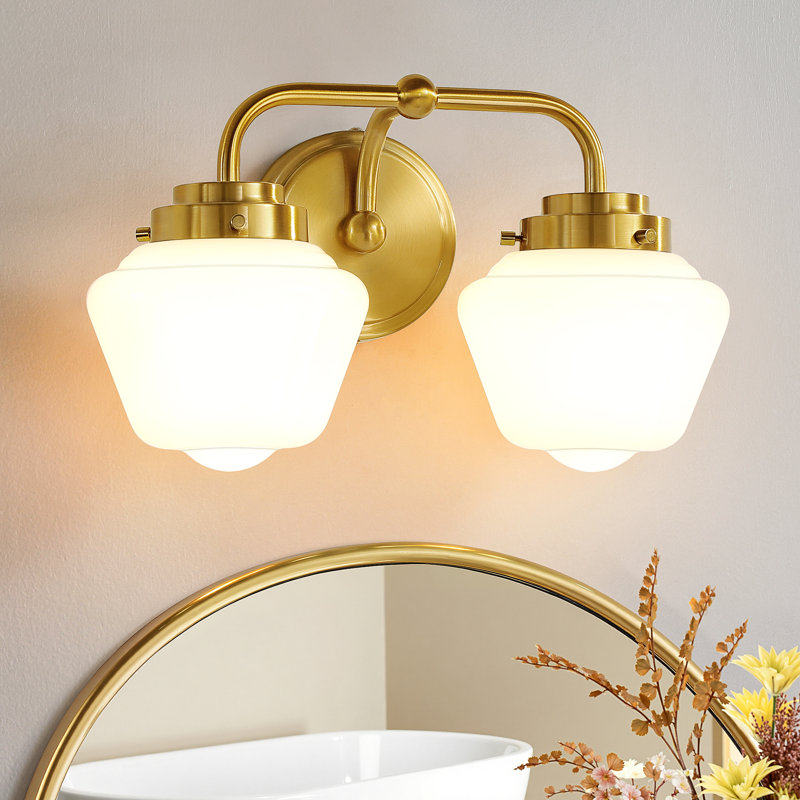 2 - Light Dimmable Vanity Light, Brushed Gold