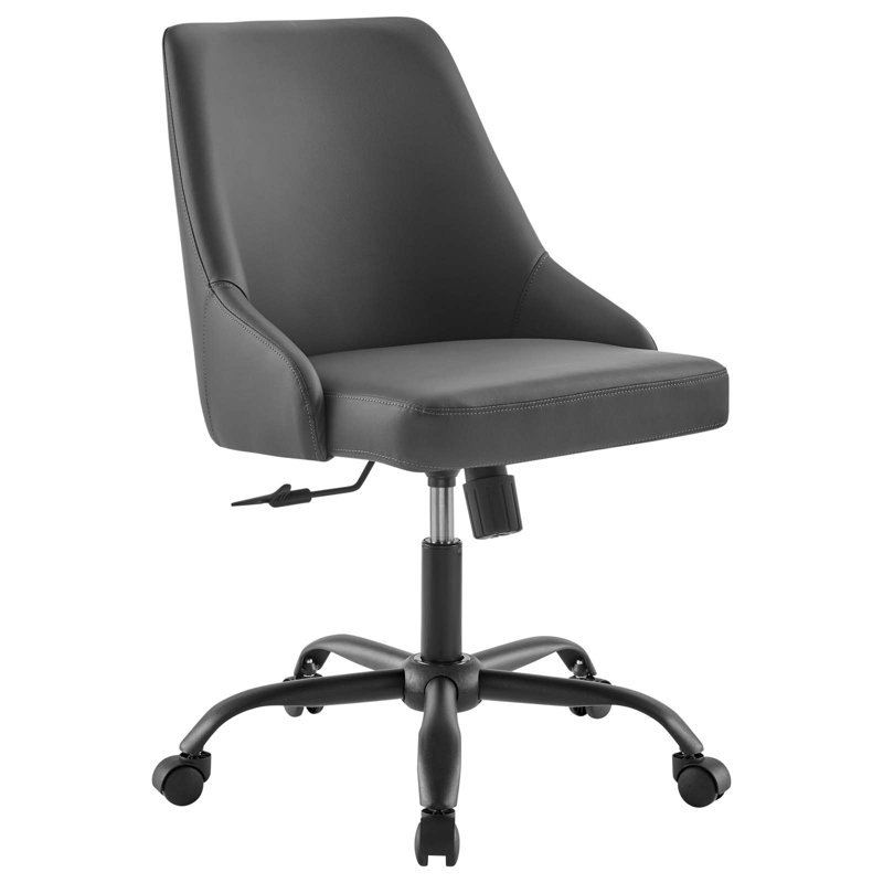 Designate Swivel Vegan Leather Office Chair, Gray