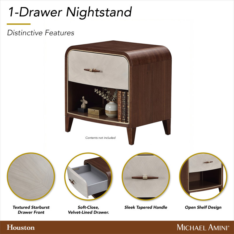 Houston Small Nightstand - Walnut