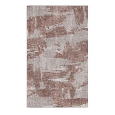 Tapis rectangulaire en polyester tissé à la machine rectangulaire brun / gris clair Nikita
