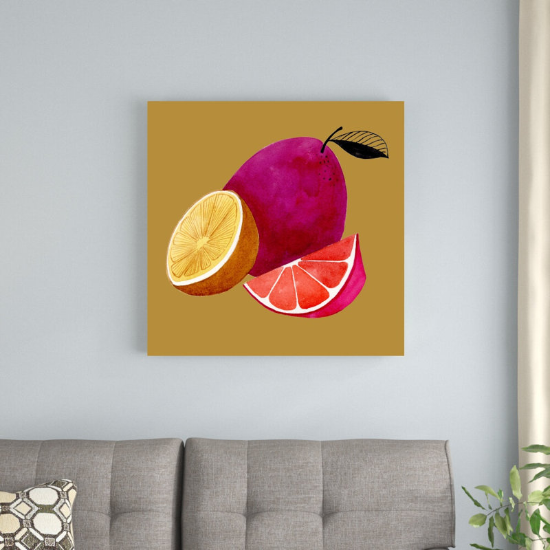 Citrus nature morte - reproduction d'art sur toile tendue, H 30 po x l 30 po