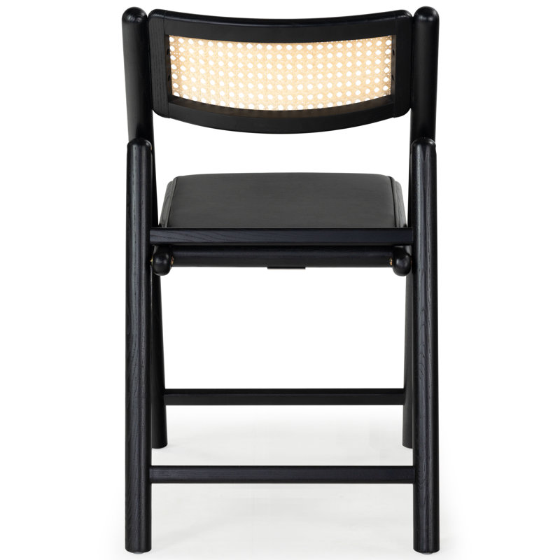 Shaylie Upholstered Seat Folding Dining Chair, Black/Natural