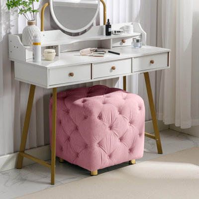Velvet Comfortable Soft Upholstered Ottoman