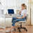 PU-Leather Task Chair, Compact Home Office Armless Chair, Ergonomic Padded Swivel Drafting Chair-427823205
