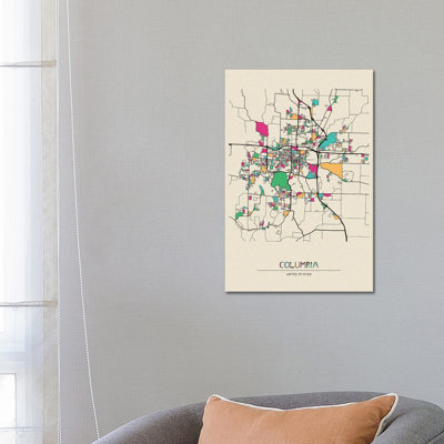 Columbia, Missouri Map by Ayse Deniz Akerman - Wrapped Canvas Gallery-Wrapped Canvas Giclée