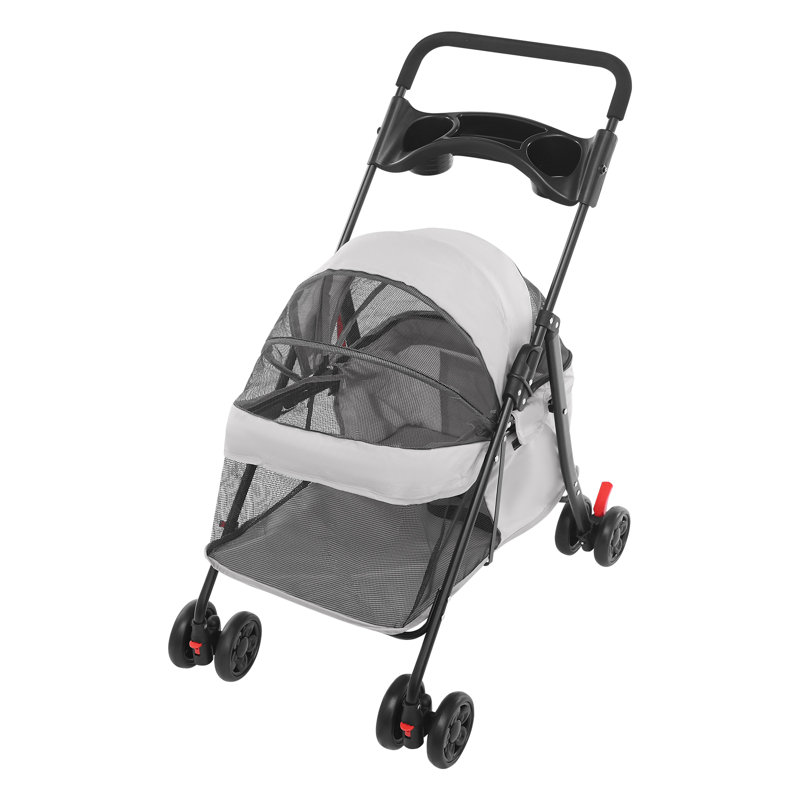 Foldable Pet Travel Cart Pet Stroller Comfortable Travel Buggy For Shopping & Outdoor Walks With Small Medium Dogs And Cats