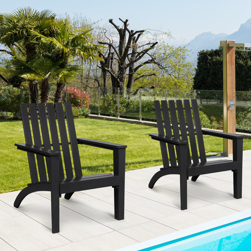 Parkerville Acacia Outdoor Adirondack Chair, Black