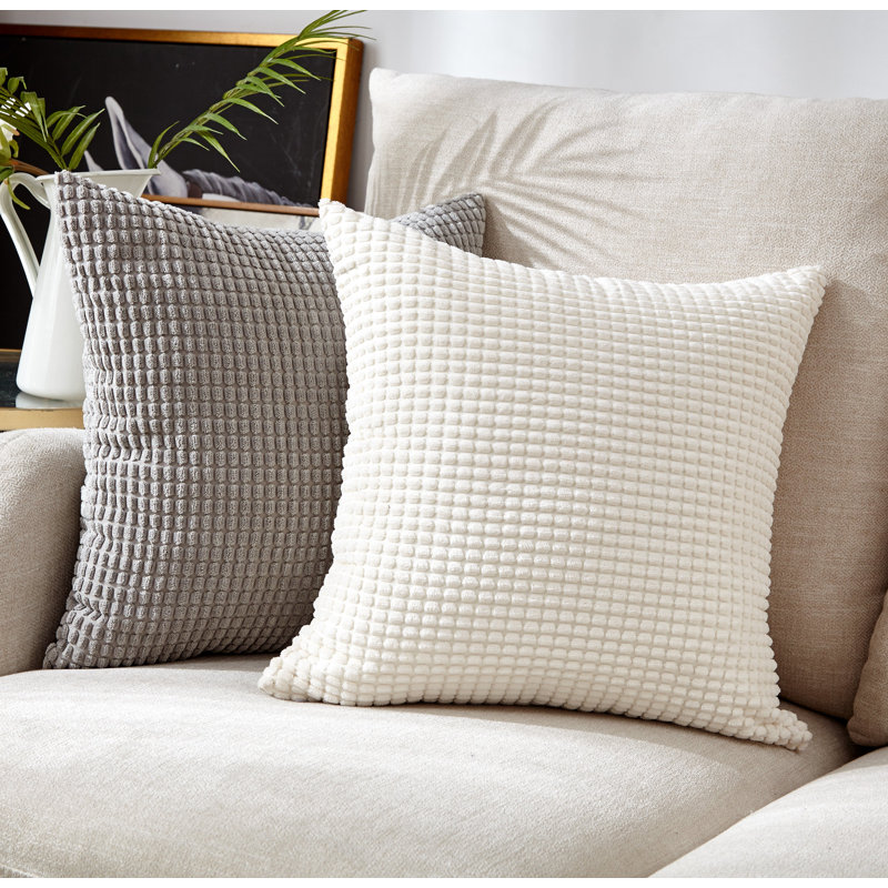 Set of 2 Pillow Covers With Inserts Throw Pillow full set 18'x18" or 20"x20" and 22"x22" mixed one color of each, Gray/Beige