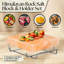 Ensemble professionnel de blocs de sel avec plateau en acier 8x8x1,5, plaque de cuisson himalayenne pour griller, cuire et servir, 100 % pur et naturel de qualité alimentaire (rose)