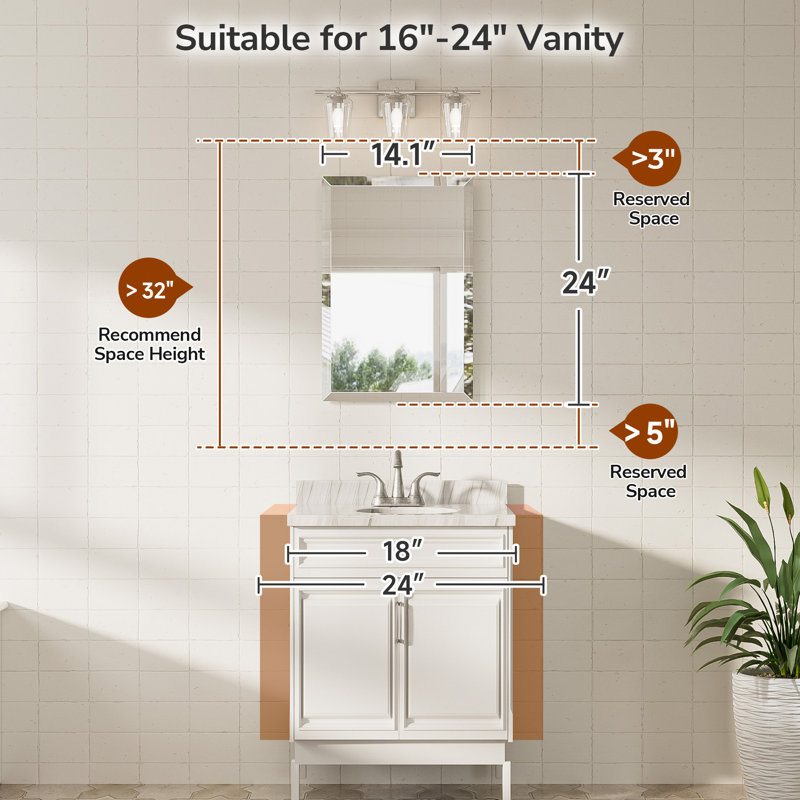 Miroir de salle de bain Janica, 24 po x 16 po