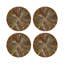Pheasant Feathers Yellow Vegan Leather Round Coasters-409682784