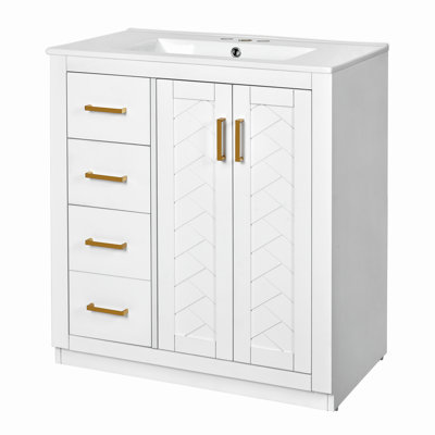 Meuble-lavabo simple 30 po avec comptoir en céramique