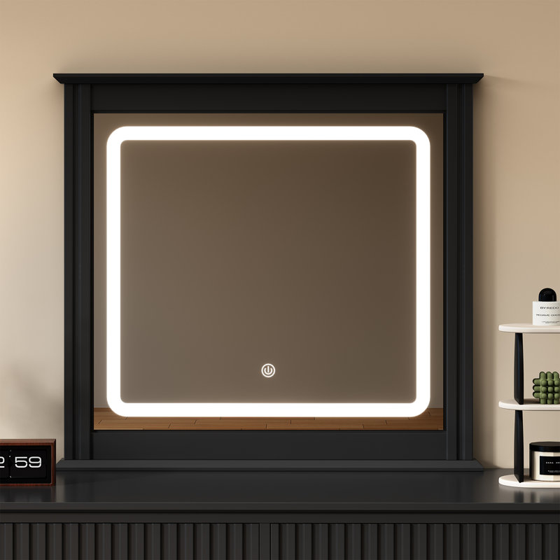 Smart LED Vanity Mirror With 3-Color Light, Black